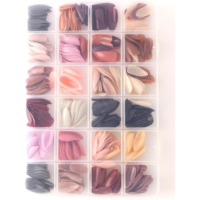 24 Color Press On Nails Sets, 576Pcs Glossy Colored Straight Fake Nails, Full Cover Artificial Fingernails Acrylic Tips Manicure Design Decor for Women Girls DIY Nail - shape 2 - Image 2